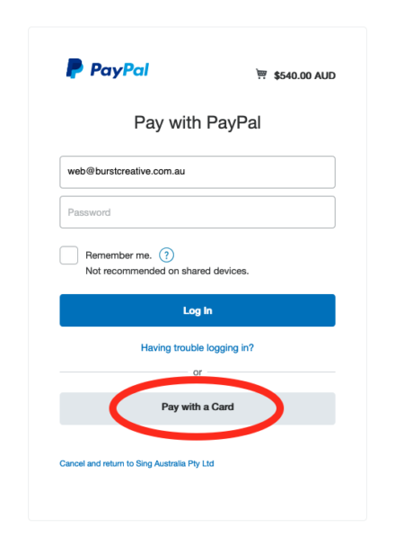log in to paypal here